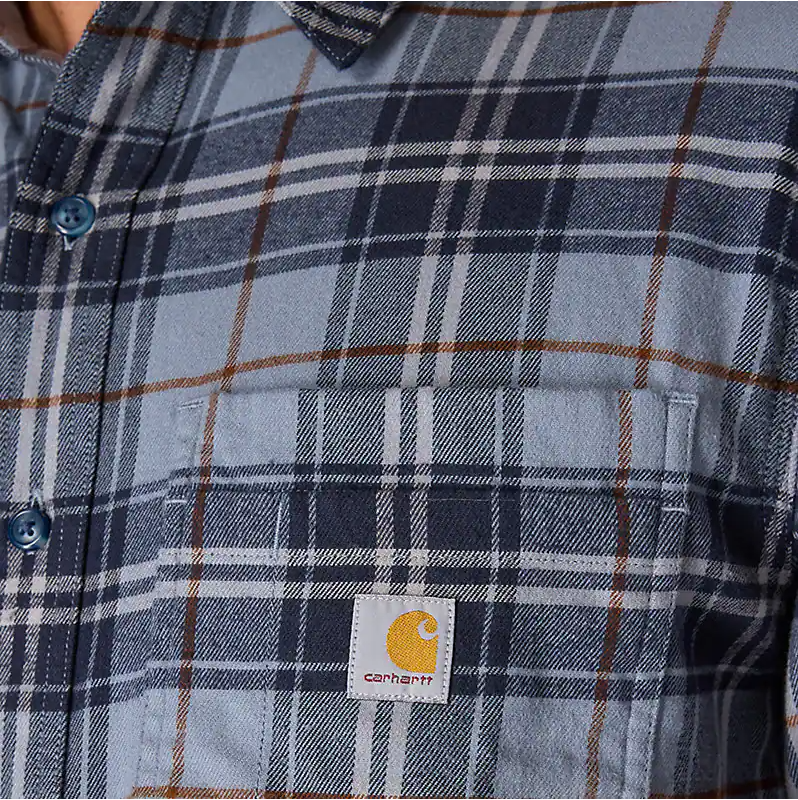 Rugged flex® relaxed fit midweight long-sleeve plaid shirt - Faded Navy