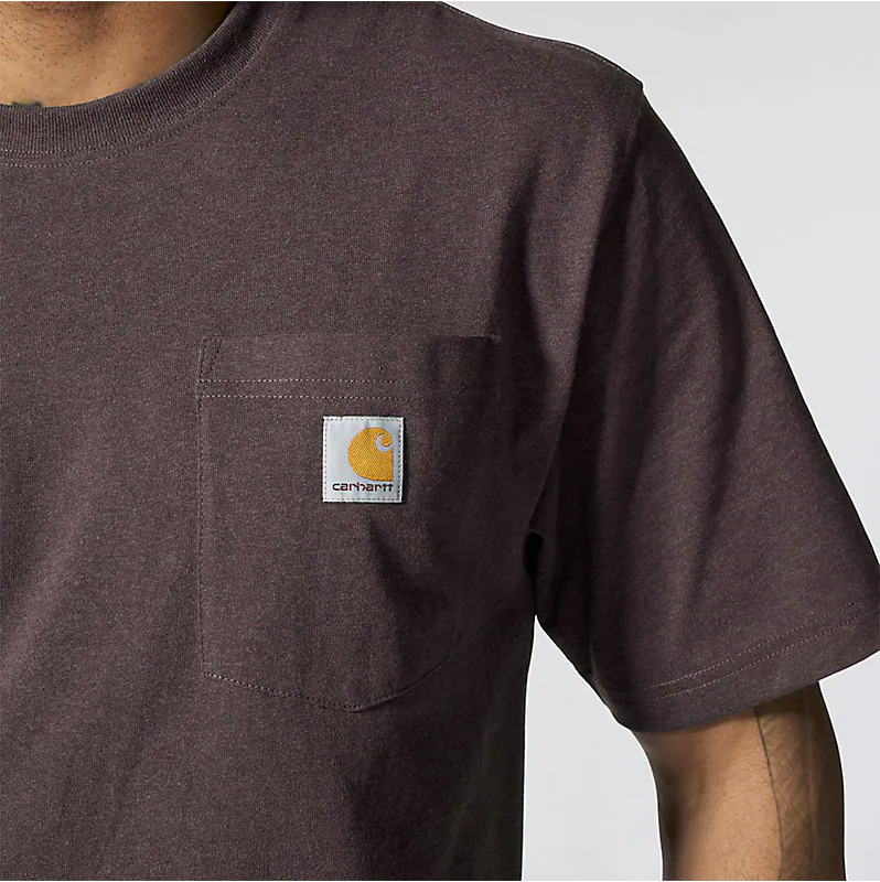 K87 - Loose Fit Heavyweight Pocket Tee- Dark Sepia Heather