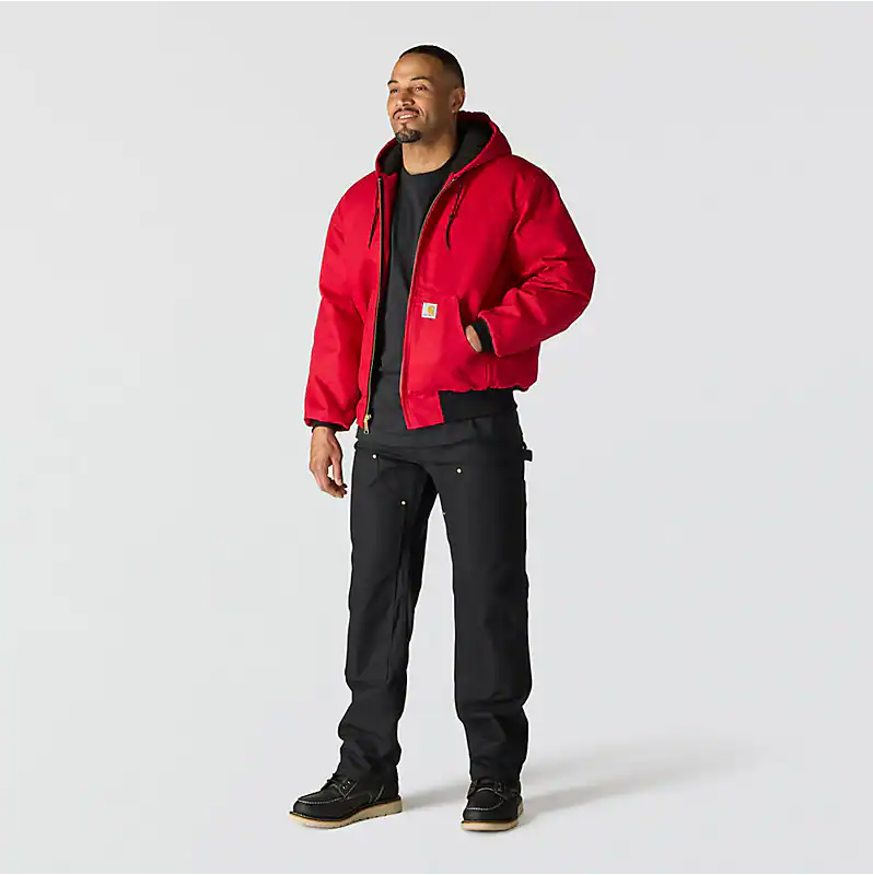 Flannel-Lined Active Jac J140 - Loose Fit - Firm Duck - 3 Warmest Rating - Industry Red