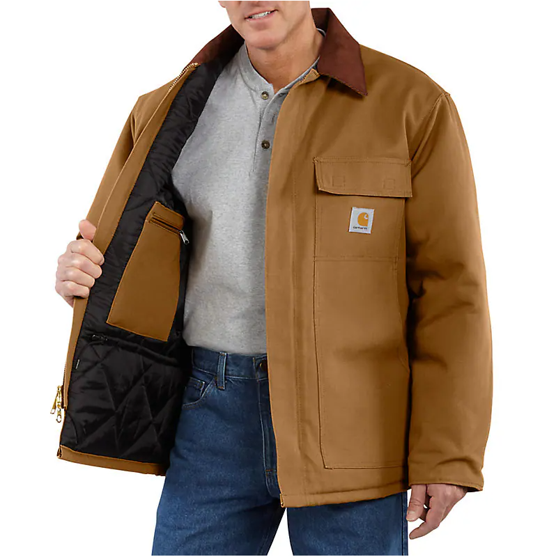 Loose Fit Firm Duck Insulated Traditional Coat - 3 Warmest Rating - Brown