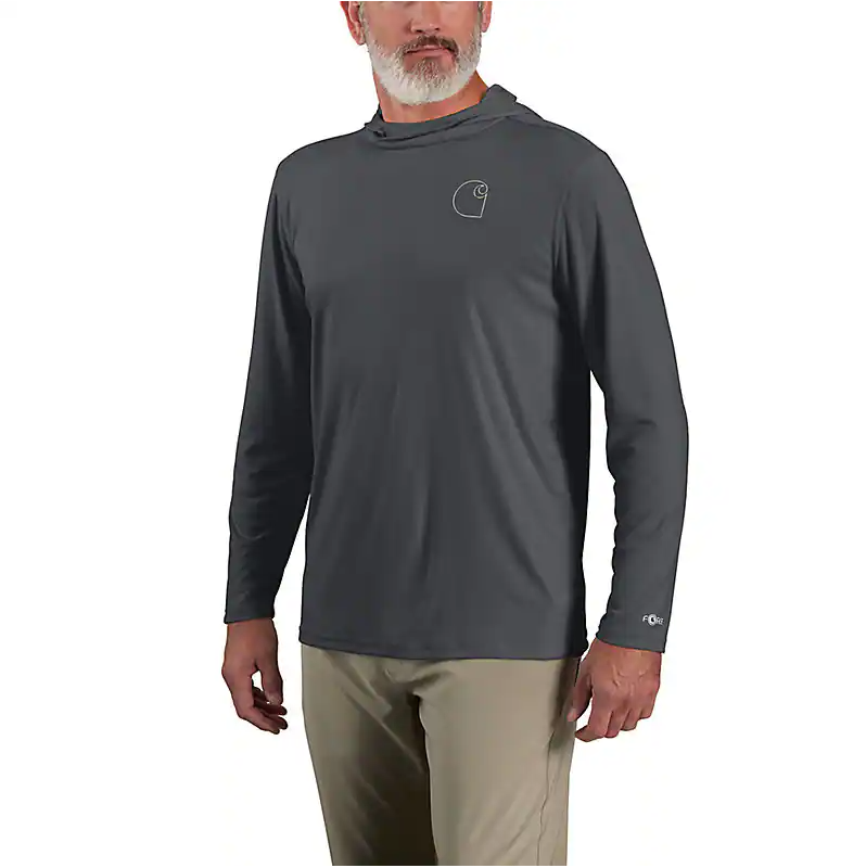 Force Sun Defender Lightweight Long-Sleeve Hooded Logo Graphic T-Shirt - Steel