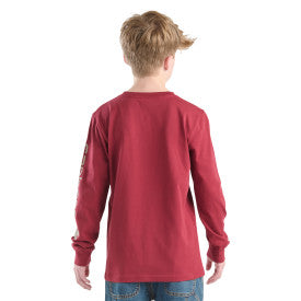 Youth Boys Long-Sleeve Pocket T-shirt - Tibetan Red