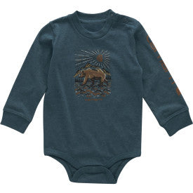 Infant Boys Long Sleeve Bear Bodysuit - Atlantic Deep Heather