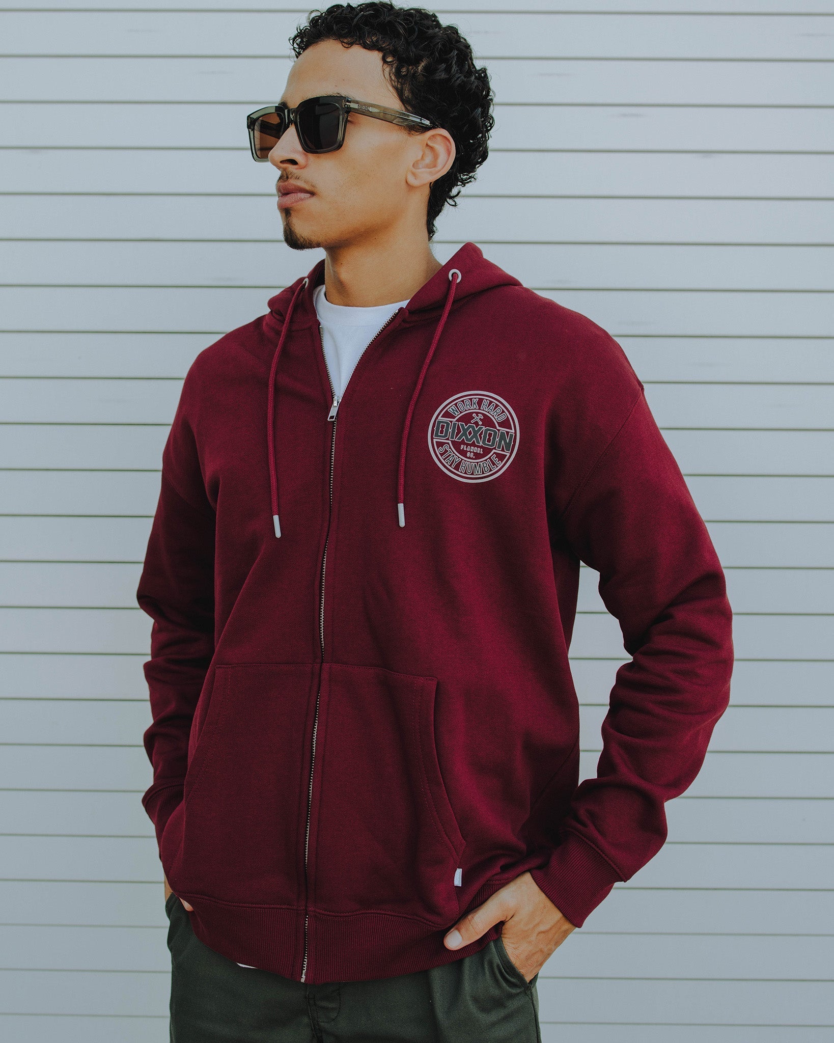 Gray & Black Corpo Zip Up - Maroon