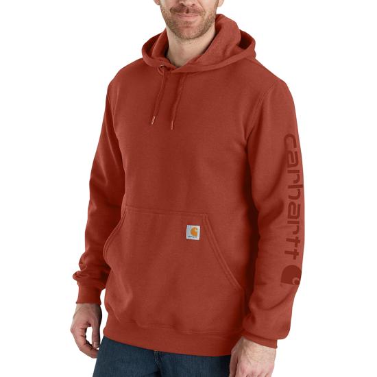 K288 Loose Fit Midweight Logo Sleeve Graphic Hoodie - Saddle Red