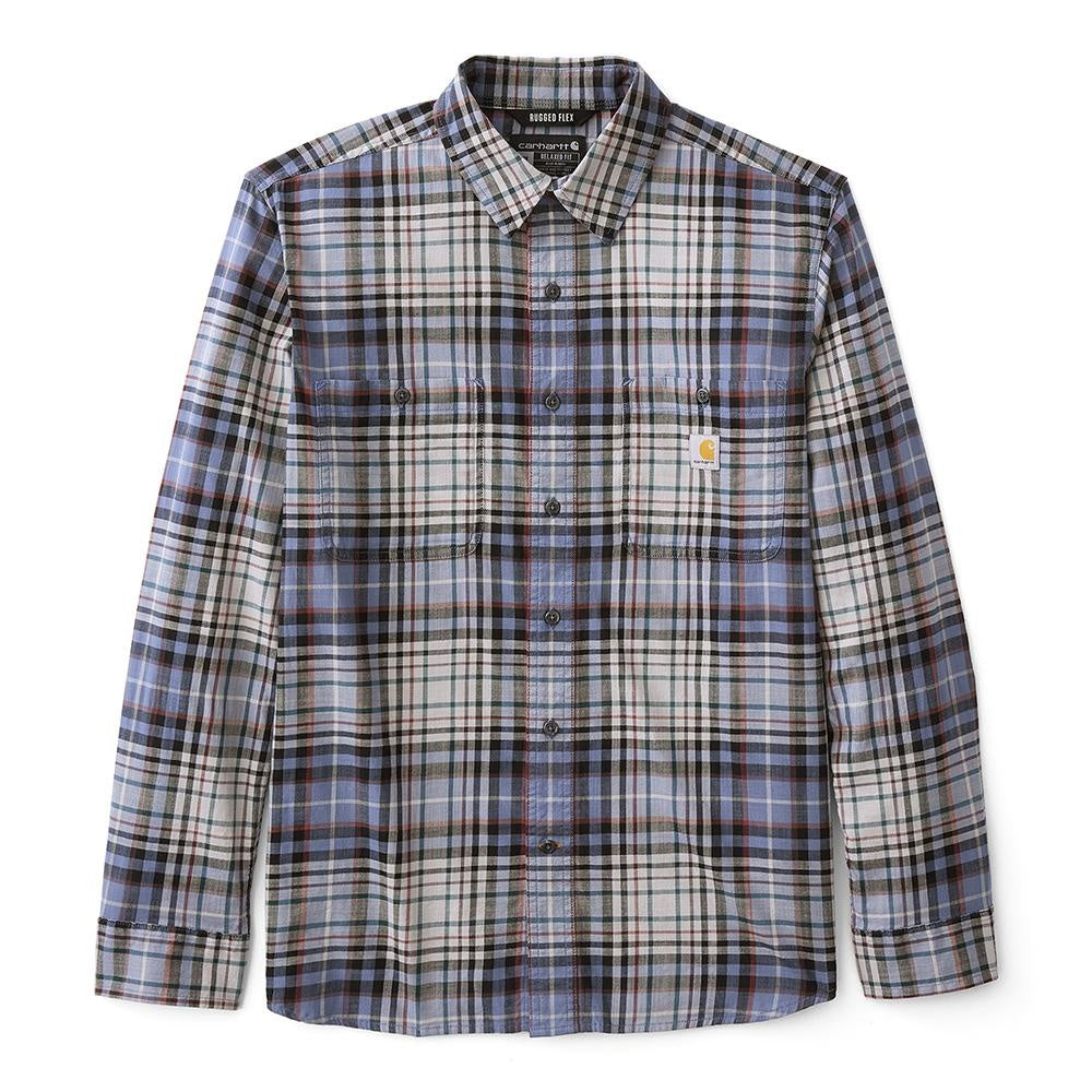 Rugged flex® relaxed fit lightweight long-sleeve plaid shirt - Faded Navy