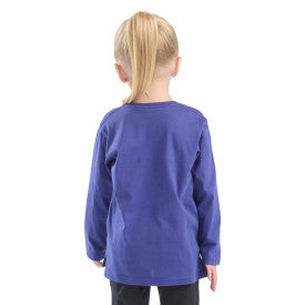 Youth Girls Long-Sleeve Floral C T-Shirt - Navy Blue