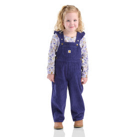 Infant/Toddler Girls Long-Sleeve Bodysuit/T-Shirt and Ruffle Trim Corduroy Overall Set - Navy Blue