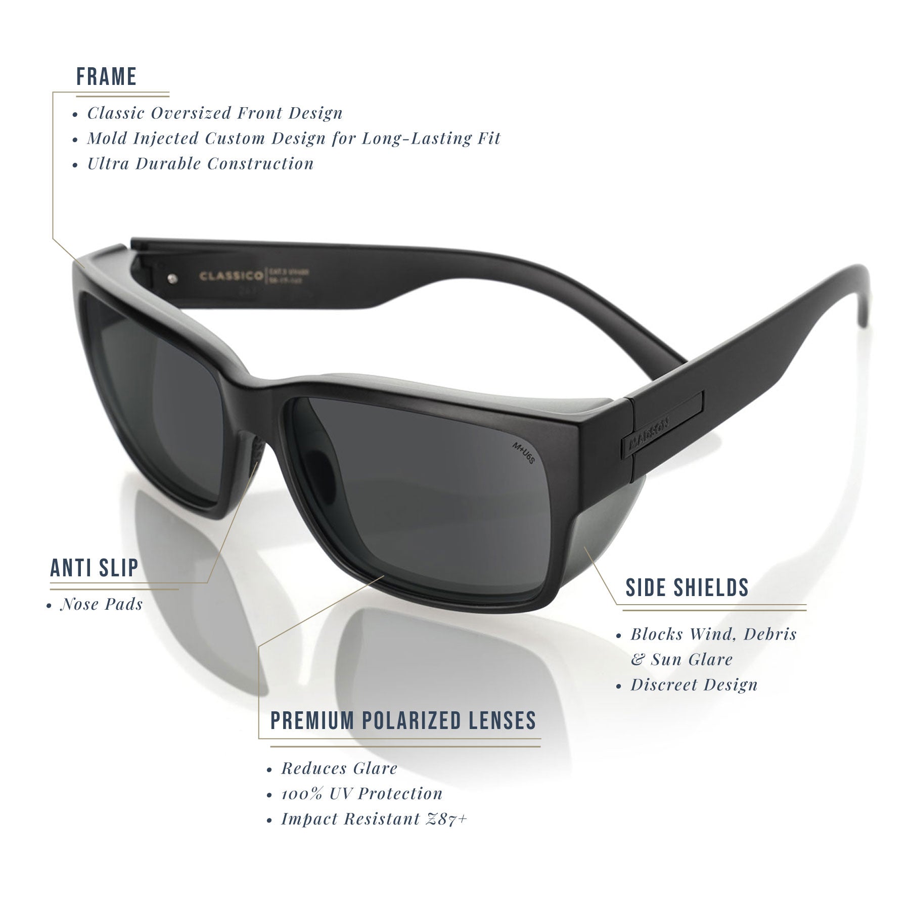 Classico Pro - Black on Black / Red Chrome Polarized (Z87+)