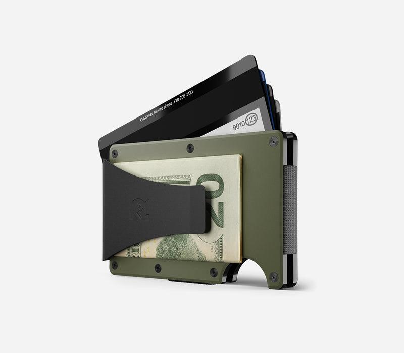 Aluminum | Matte Olive Minimalist Wallet - Money Clip -  - 