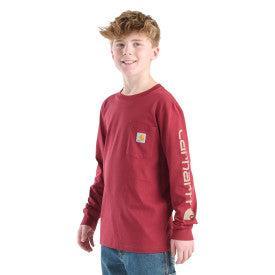 Youth Boys Long-Sleeve Pocket T-shirt - Tibetan Red
