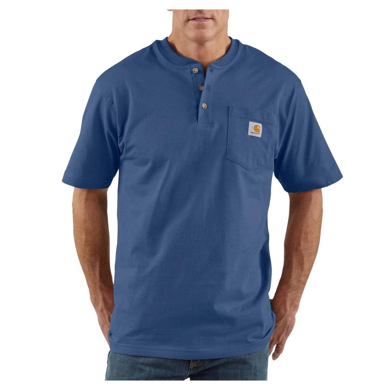 K84 - Loose fit heavyweight short-sleeve pocket henley t-shirt - Dark Cobalt Blue Heather - Purpose-Built / Home of the Trades