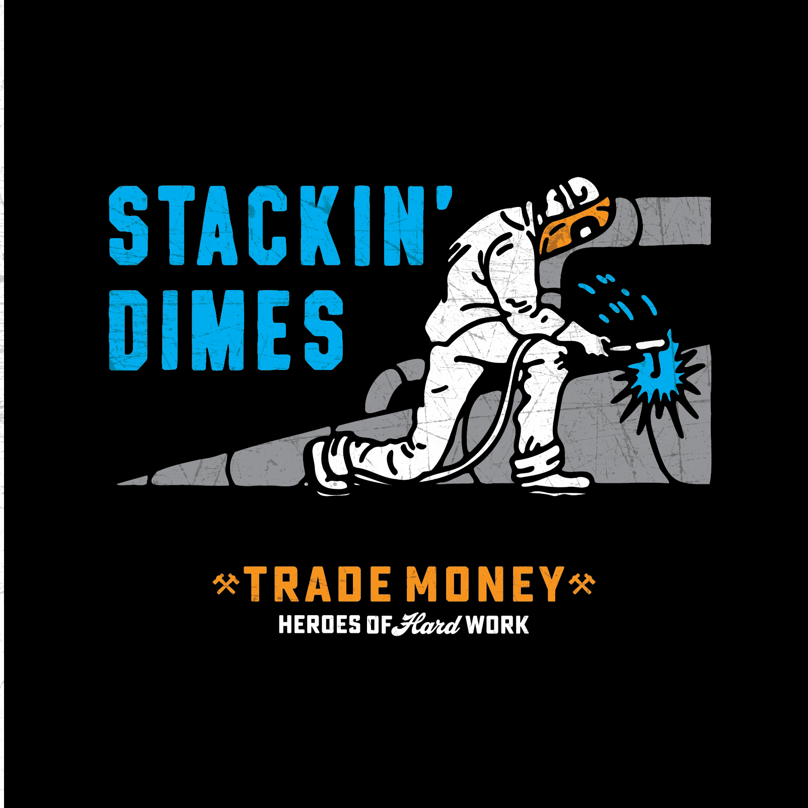 Stackin' Dimes HD Tee, Faded Black