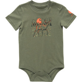 Infant Boys Short Sleeve Deer Bodysuit - Dusty Olive