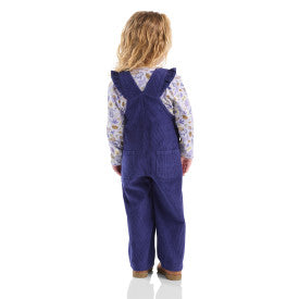 Infant/Toddler Girls Long-Sleeve Bodysuit/T-Shirt and Ruffle Trim Corduroy Overall Set - Navy Blue