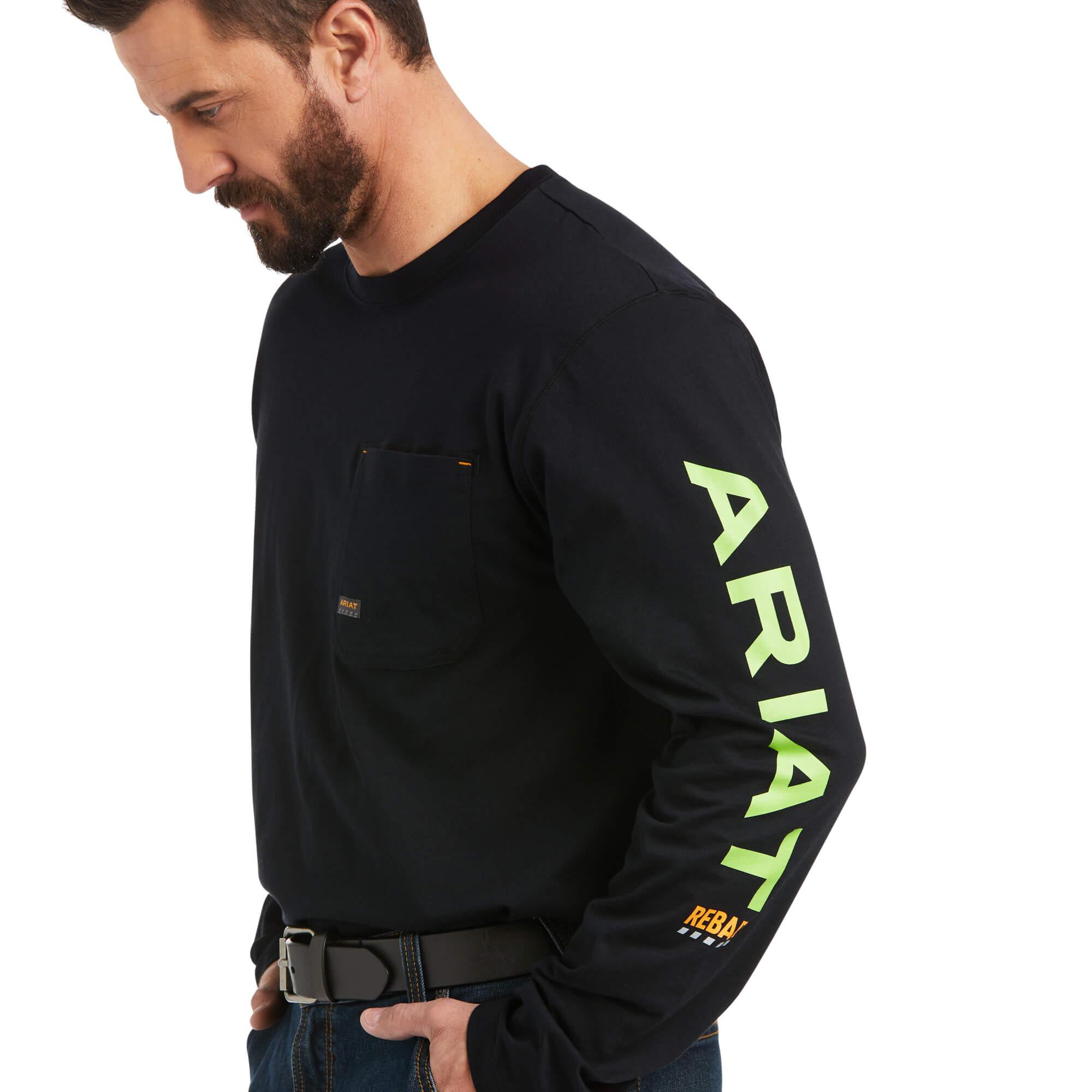 REBAR WORKMAN LOGO LS BLK/LM - Purpose-Built / Home of the Trades